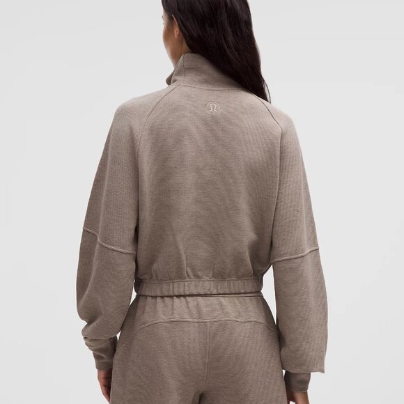 Scuba Cropped Funnel-Neck Half Zip Waffle - Picture 3 of 4